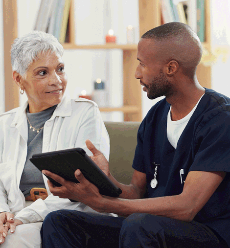 Patient and nurse talking